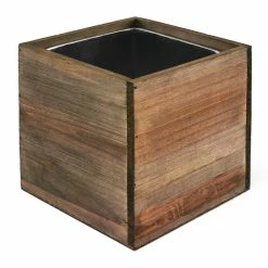 Hot Sale βοΈ Modern Vase And Gift Pack Of 4 PCS Natural Wooden Cube Plant Box With Zinc Metal Liner O-12" H-12" π€©