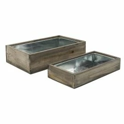 New 🧨 Modern Vase And Gift Pack Of 12 PCS Natural Wooden Rectangle Plant Box Set 5"X10"X2"&7"X12"X3" 🎁