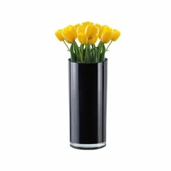Best deal 🛒 Modern Vase And Gift Pack Of 12 PCS Black Glass Cylinder Vase D-4" H-9" 👍