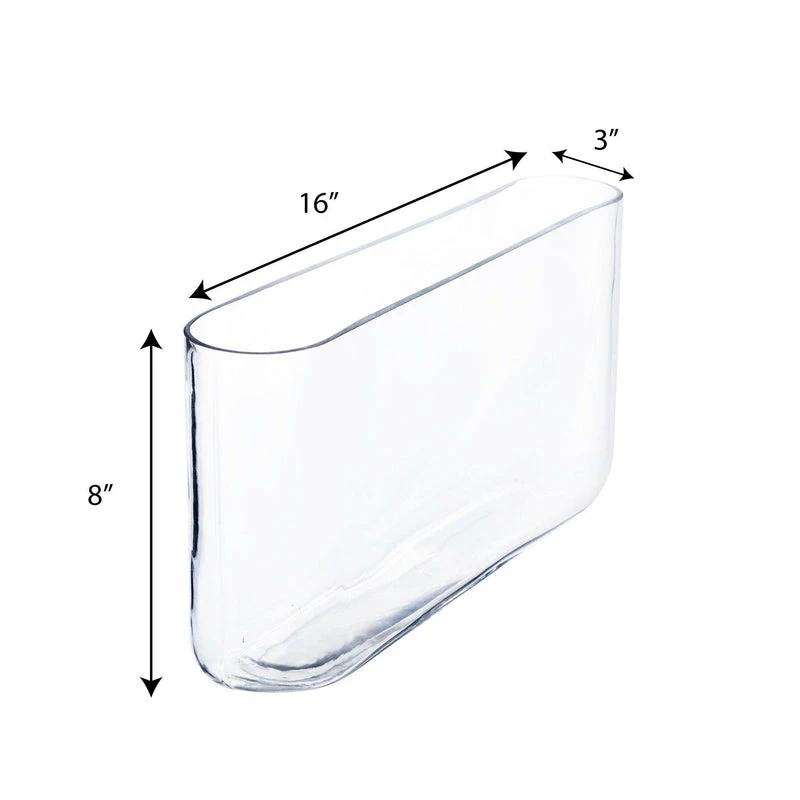 Best Sale ๐ Modern Vase And Gift Pack Of 4 PCS Clear Glass Oval Rounded Rectangle Vase O-16"X3" H-8" โญ - Image 2