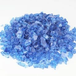 New 🧨 Modern Vase And Gift Pacific Blue Tempered Glass Non-Reflective Fire Glass 0.5" - Pack Of 30 LBS ❤️