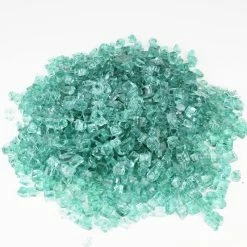 Cheapest 🔥 Modern Vase And Gift Pack Of 30 LBS Light Green Tempered Glass Non-Reflective Fire Glass 0.5" 🎁