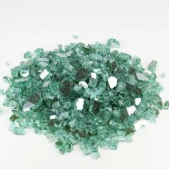 Deals ❤️ Modern Vase And Gift Pack Of 30 LBS Light Green Tempered Glass Reflective Fire Glass 0.5" 👍