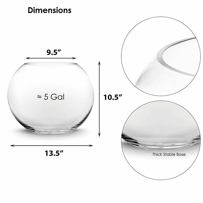Best Sale π Modern Vase And Gift Pack Of 2 PCS Clear Glass Bubble Bowl H-11" O-7.8" D-14" π - Image 2