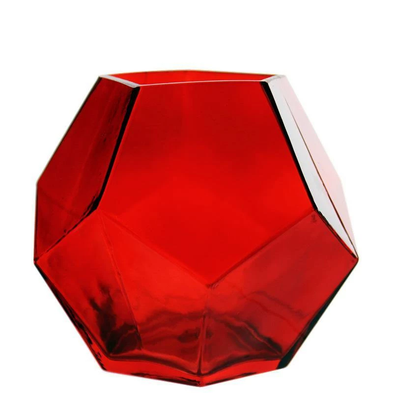 Wholesale ✔️ Modern Vase And Gift Pack Of 12 PCS Red Glass Geometric Vase O-3.25" D-6" ✨ - Image 3