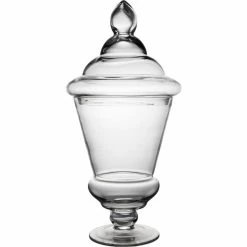 Best Sale 🔥 Modern Vase And Gift Pack Of 2 PCS Clear Glass Apothecary Jar H-22.75" O-10" D-10" ❤️