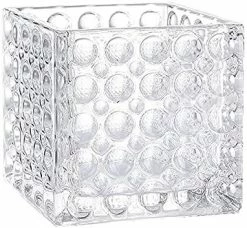 New 🔥 Modern Vase And Gift Pack Of 6 PCS Clear Glass Cube Dimple Vase Sides-6" ❤️