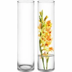 Best deal 🧨 Modern Vase And Gift Pack Of 4 PCS Clear Glass Cylinder Vase D-6" H-26" 🧨