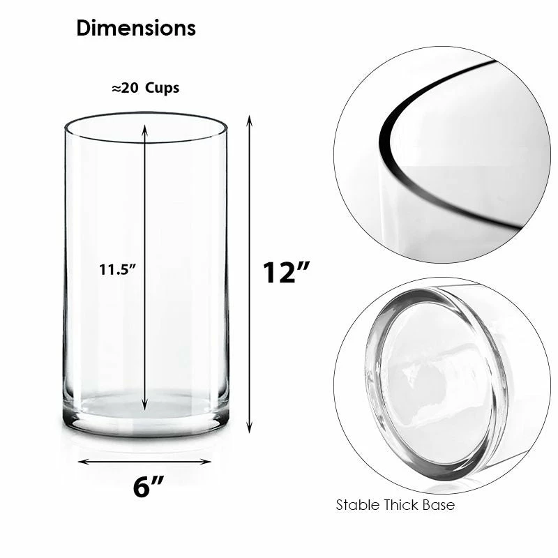 Wholesale π― Modern Vase And Gift Pack Of 4 PCS Clear Glass Cylinder Vase D-6" H-12" π - Image 2