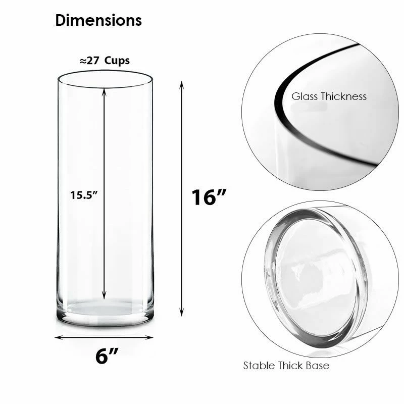 Discount β¨ Modern Vase And Gift Pack Of 4 PCS Clear Glass Cylinder Vase D-6" H-16" π₯° - Image 2