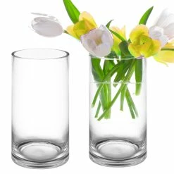 Coupon 🛒 Modern Vase And Gift Pack Of 6 PCS Clear Glass Cylinder Vase D-5" H-10" 🤩