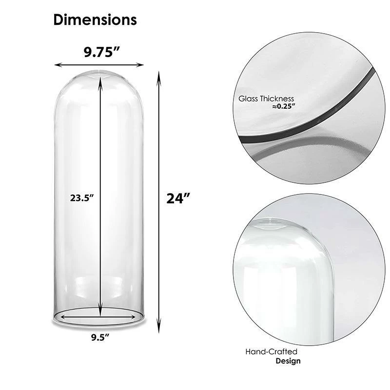 Cheapest π Modern Vase And Gift Pack Of 1 PC Clear Glass Cloche Dome D-10" H-24" π - Image 2