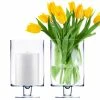 Brand new ✨ Modern Vase And Gift Pack Of 6 PCS Clear Glass Contemporary Candle Holder D-6" H-10" 😀
