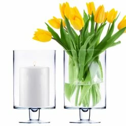 Brand new ✨ Modern Vase And Gift Pack Of 6 PCS Clear Glass Contemporary Candle Holder D-6" H-10" 😀