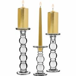 Cheap 🔥 Modern Vase And Gift Pack Of 4 SETS Clear Glass Pillar Candle Holder O-3.5" Set Of 3 Height 🧨
