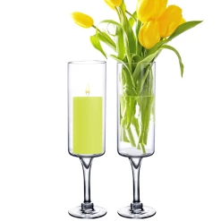 Cheap 😍 Modern Vase And Gift Pack Of 4 PCS Clear Glass Contemporary Candle Holder D-6" H-24" 🛒