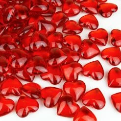 Wholesale 🤩 Modern Vase And Gift Pack Of 24 LBS Red Acrylic Vase Filler Heart Shaped D-1.18" 😍