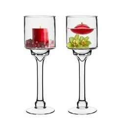 Cheapest ❤️ Modern Vase And Gift Pack Of 6 PCS Clear Glass Contemporary Candle Holder D-4" H-12" ✔️