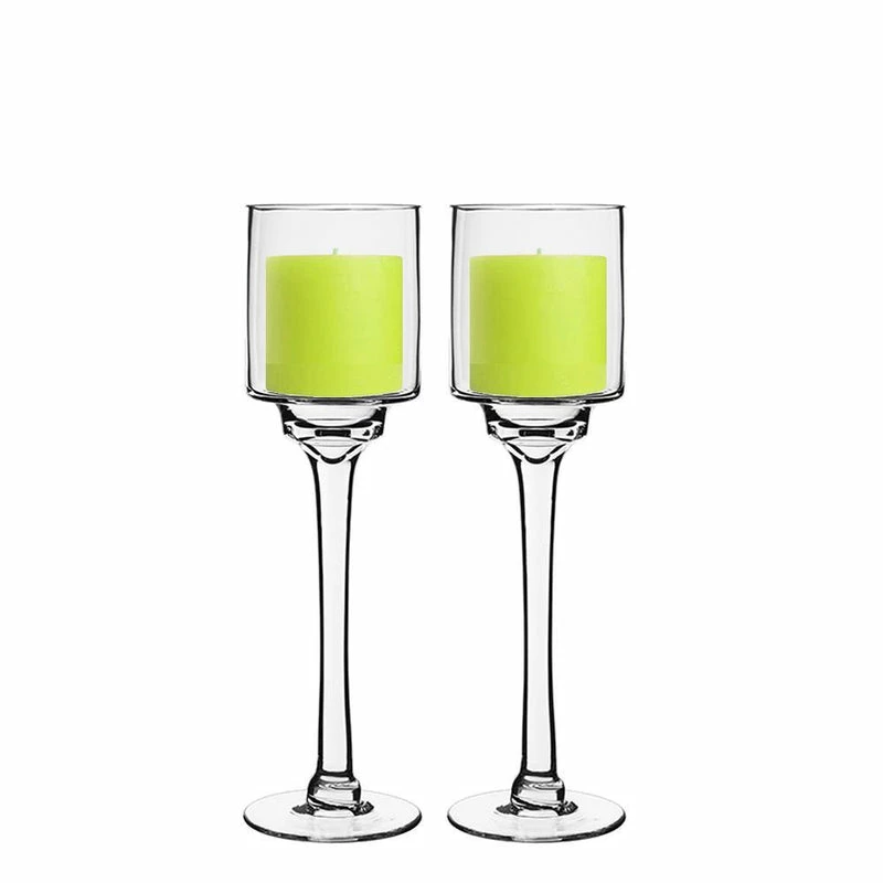 Promo ✨ Modern Vase And Gift Pack Of 6 PCS Clear Glass Contemporary Candle Holder D-4" H-14" ❤️ - Image 5