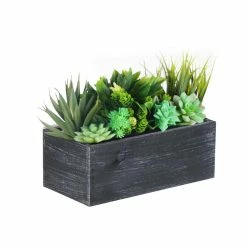 Buy 🔔 Modern Vase And Gift 10 PCS Black Wooden Plant Box With Plastic Liner O-10"X5" H-4" 🛒