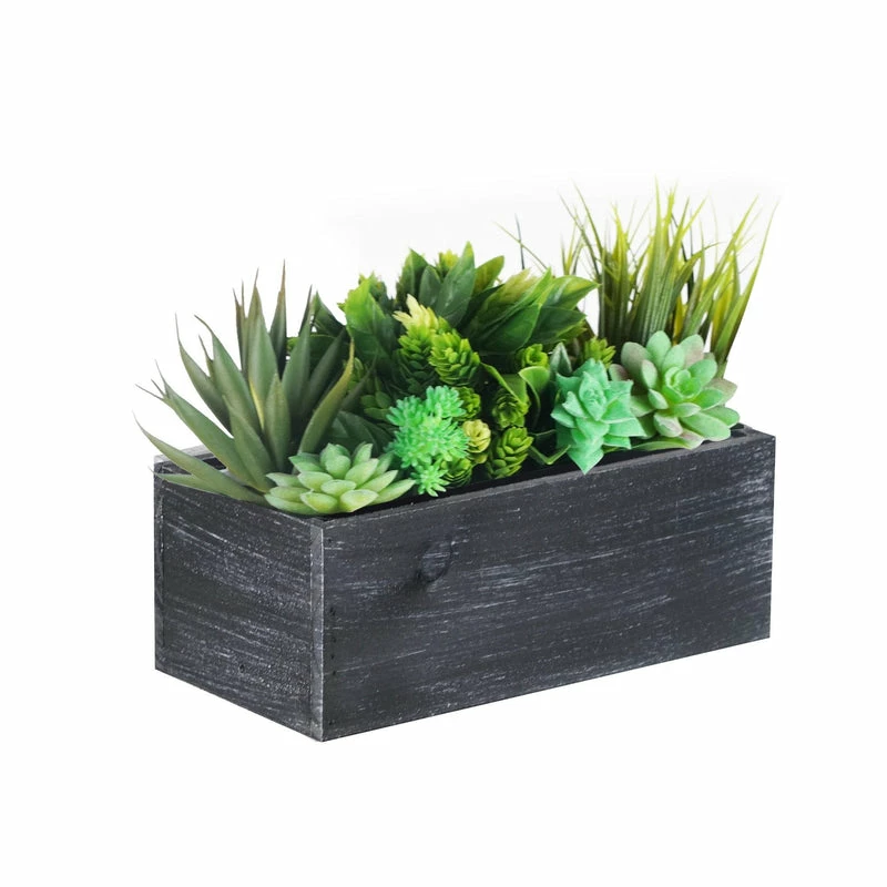 Buy π Modern Vase And Gift 10 PCS Black Wooden Plant Box With Plastic Liner O-10"X5" H-4" π