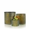 Promo 💯 Modern Vase And Gift Pack Of 12 SETS Rustic Steel Zinc Metal Cylinder Planter Vases Set Of 3 ✔️