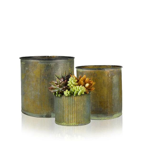 Promo π― Modern Vase And Gift Pack Of 12 SETS Rustic Steel Zinc Metal Cylinder Planter Vases Set Of 3 βοΈ