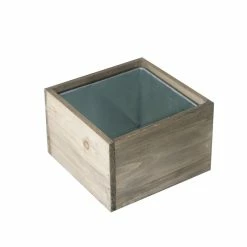Outlet 😀 Modern Vase And Gift Pack Of 12 PCS Natural Wooden Square Plant Box With Zinc Metal Liner O-6" H-4" 🤩