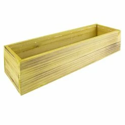 Outlet 🥰 Modern Vase And Gift 12 PCS Unfinished Wooden Rectangle Plant Box With Plastic Liner O-17"X5" H-4" - Pack Of 12 PCS 🥰