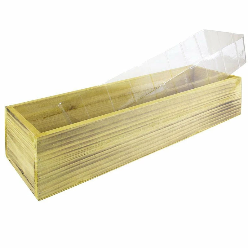 Outlet 🥰 Modern Vase And Gift 12 PCS Unfinished Wooden Rectangle Plant Box With Plastic Liner O-17"X5" H-4" - Pack Of 12 PCS 🥰 - Image 4