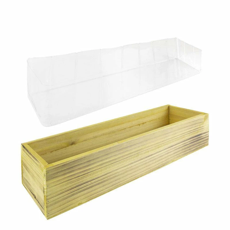 Outlet 🥰 Modern Vase And Gift 12 PCS Unfinished Wooden Rectangle Plant Box With Plastic Liner O-17"X5" H-4" - Pack Of 12 PCS 🥰 - Image 5