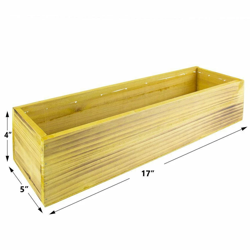 Outlet 🥰 Modern Vase And Gift 12 PCS Unfinished Wooden Rectangle Plant Box With Plastic Liner O-17"X5" H-4" - Pack Of 12 PCS 🥰 - Image 2