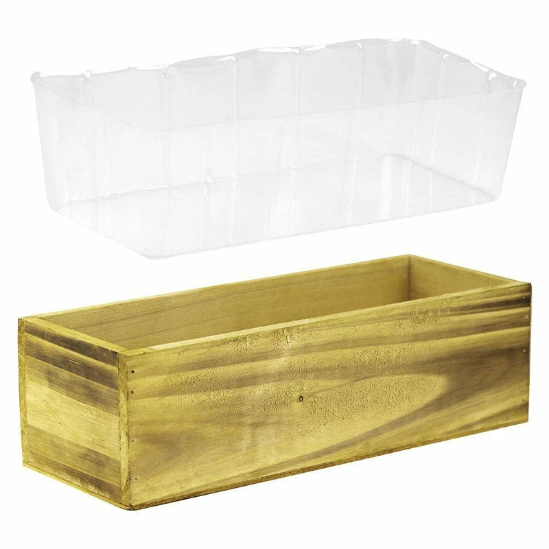 Best Sale โ๏ธ Modern Vase And Gift 12 PCS Unfinished Wooden Rectangle Plant Box With Plastic Liner O-13"X5" H-4" - Pack Of 12 PCS ๐ฅ - Image 5
