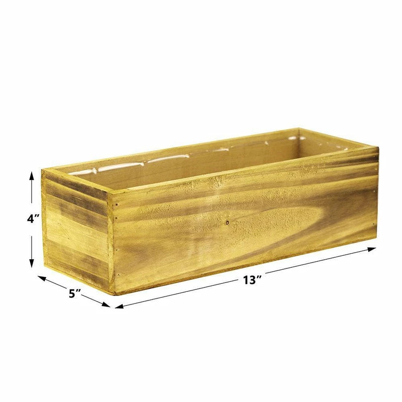 Best Sale โ๏ธ Modern Vase And Gift 12 PCS Unfinished Wooden Rectangle Plant Box With Plastic Liner O-13"X5" H-4" - Pack Of 12 PCS ๐ฅ - Image 2