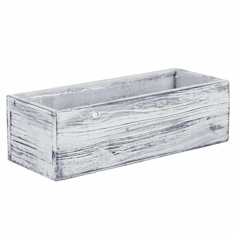 Flash Sale โ Modern Vase And Gift 12 PCS White Wooden Rectangle Plant Box With Plastic Liner O-13"X5" H-4" - Pack Of 12 PCS โ๏ธ