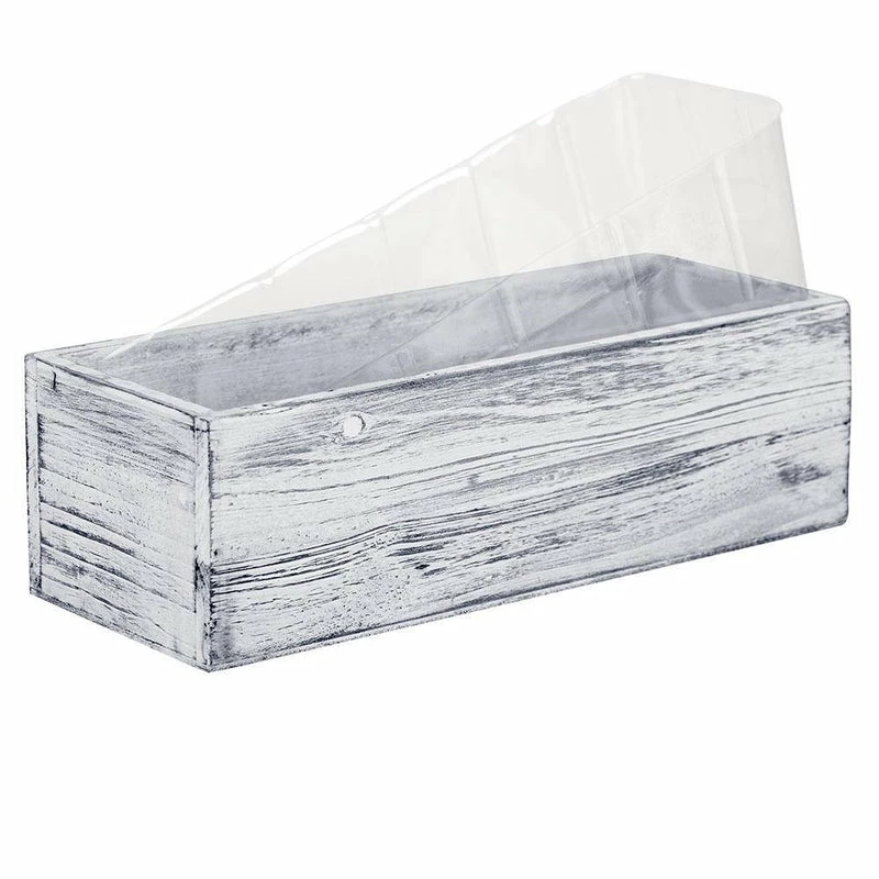 Flash Sale โ Modern Vase And Gift 12 PCS White Wooden Rectangle Plant Box With Plastic Liner O-13"X5" H-4" - Pack Of 12 PCS โ๏ธ - Image 4