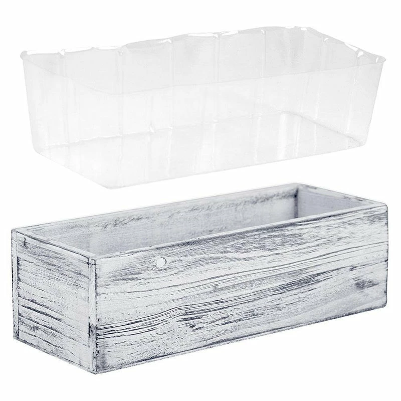 Flash Sale โ Modern Vase And Gift 12 PCS White Wooden Rectangle Plant Box With Plastic Liner O-13"X5" H-4" - Pack Of 12 PCS โ๏ธ - Image 5