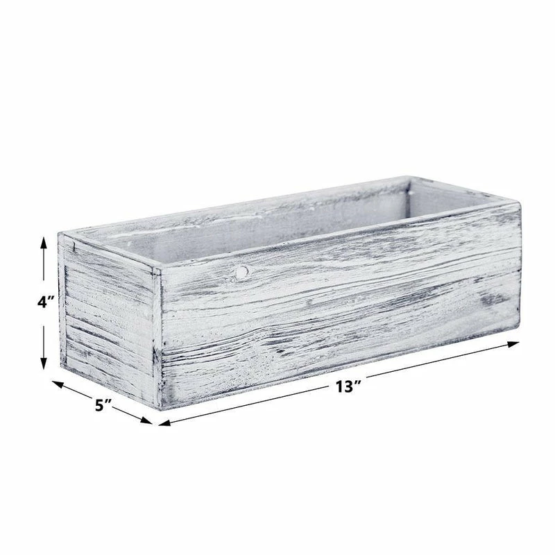 Flash Sale โ Modern Vase And Gift 12 PCS White Wooden Rectangle Plant Box With Plastic Liner O-13"X5" H-4" - Pack Of 12 PCS โ๏ธ - Image 2