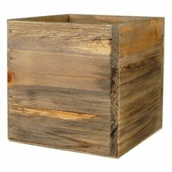 Brand new 🎉 Modern Vase And Gift Pack Of 12 PCS Natural Wooden Cube Plant Box With Zinc Metal Liner O-5" H-5" ❤️