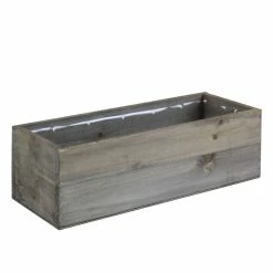 Deals 🎁 Modern Vase And Gift 12 PCS Natural Wooden Rectangle Plant Box With Plastic Liner O-13"X5" H-4" 🔔